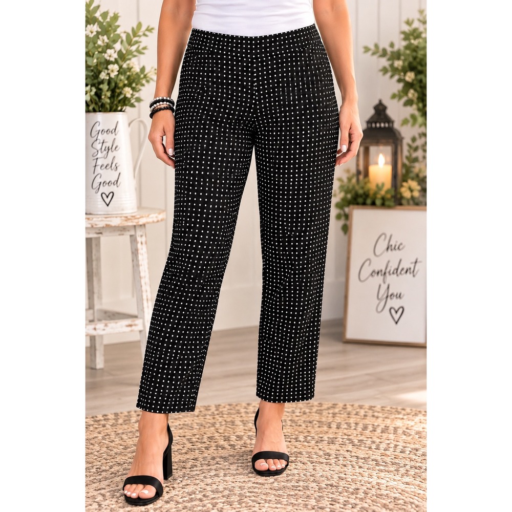 Investments II Black White Polka Dot Straight Leg Pants Womens 18W Short